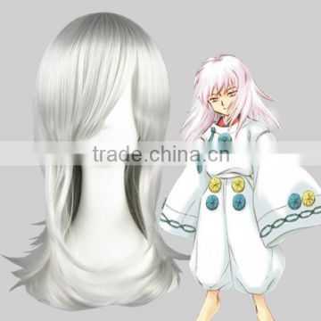 High Quality 55cm Medium Curly Nabari no Ou wig Kurookano Shijima Silver White wig Synthetic Anime Wig Cosplay Hair Wigs