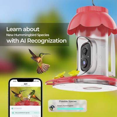 Outdoor Electronic Bird Feeder Cam Hanging Smart Humming Camera 2.4G-WIFI 3MP Hummingbird Feeder With Camera AI Identifies Bird photo-3