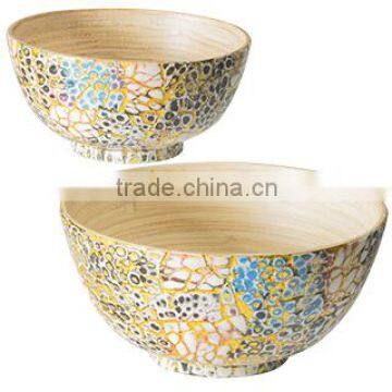 High quality best selling eco friendly Set of 2 eggshell spun bamboo bowls from Viet Nam