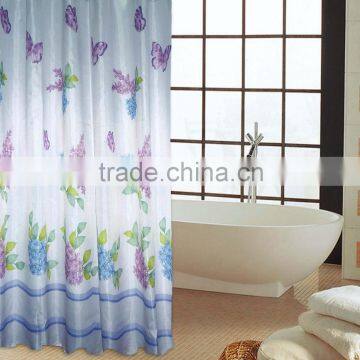 Mildew Resistant polyester flower printed waterproof shower curtain, for hotel family