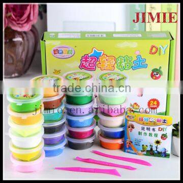 24 different colores non-toxic children playing diy clay brick with color box