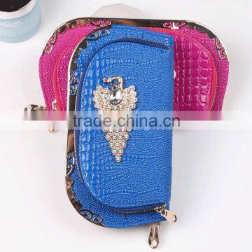 Latest Women Double Zipper pu Purse Luxurious Decorate Wallet photo-2