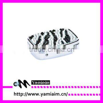 Rhinestone Crystal Bling Pill Box Zebra Design