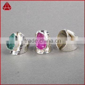 Fashion Agate Druzy Ring Cuff With Silver Electroplating, Natural Agate Drusy Band Ring photo-2