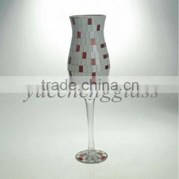 Elegant tall mosaic glass candle holders wholesale