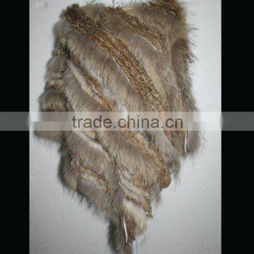 QD6263 Fashionable Rabbit Fur and Raccoon Dog Fur Poncho