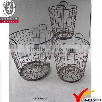 bulk recycled decorative round rustic wire basket