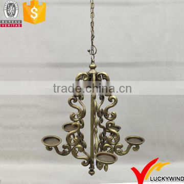 Gilded Ceiling Hanging Tea Light Antique Iron Chandelier