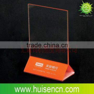 Clear acrylic table tent for hotel and restaurant