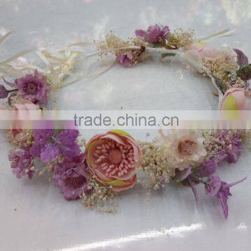 HL019 Hot Sale Fashion Women Tiara Flower Crown Headband Wedding Flower Garland Crown Handband photo-2