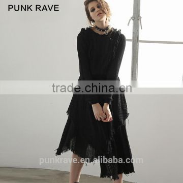 PQ-075 Cothic Latest Design Witch Irregular Three Layers Linen Long Woman Dress