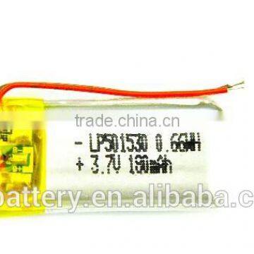 Small Rechargeable Lithium polymer battery 501530 180mAh 3.7V