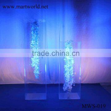 wedding decoration 80 cm height transparent acrylic box for wedding decoration flower stand(MWS-019)