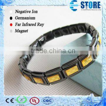 Factory Price Gold Foil Energy Braclet with Germanium Stones/Stainless Steel Energy Bracelet