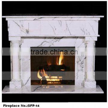 Home Decoration Hand Carved White Marble French Style Fireplace Mantel