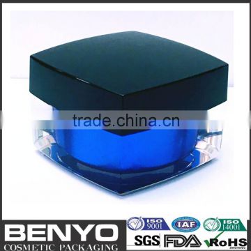 Benyo blue color 30g luxury square plastic jar