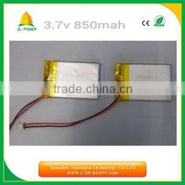 accept customize from factory 3.7v 850mah lithium polymer battery