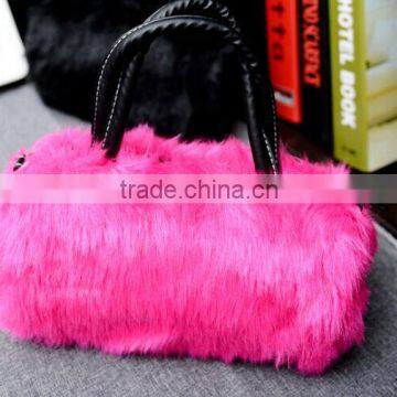 Winter Artificial fur shoulder bag with chain and rivets