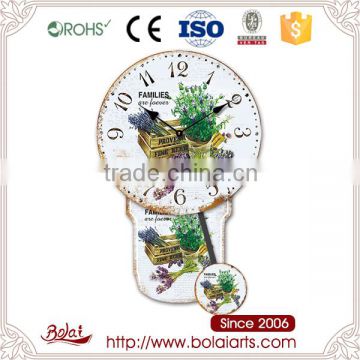 Bluish green herbs and boxes pattern pendulum children cartoon clock