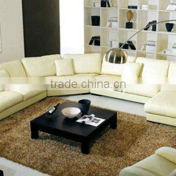 Malaysia Wood Sofa Sets Furniture U Shaped Fisrt Layer Of Yellow Cattle Leather Sofa Living Room Furniture Sofa Set 9049