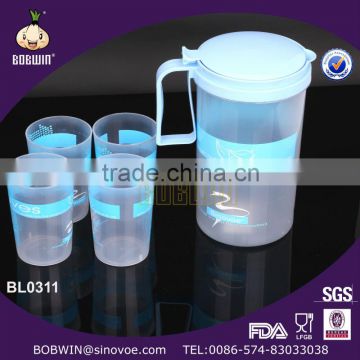 1.8L printing plastic jug with cups in set