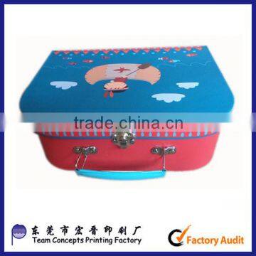 Custom Paper suitcase box with color painted metal handle