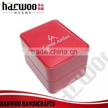 single unique red watch box,small leather watch packaging case with silk printing logo,elaborate leather watch box