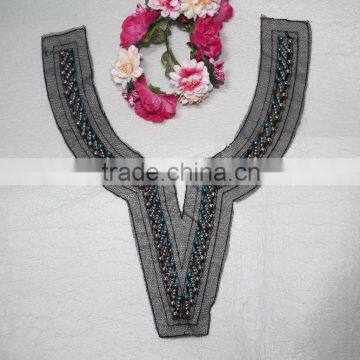 Beaded Motif Rhinestone Neck Trim