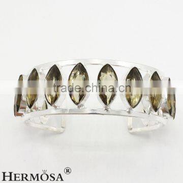 Hermosa Wholesale Product Splendid Marquise Yellow Topaz 925 Silver Gemstone Adjustabe Open Cuff Bangle