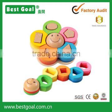 Flower shape set of columns educational cognitive wooden toy