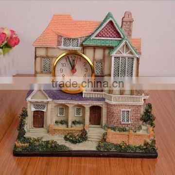 resin house castle construction shape table clock