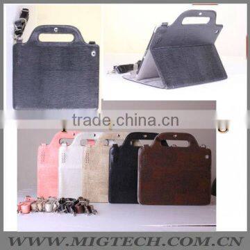 Fashional leather hand bag for ipad case with strap, case for ipad