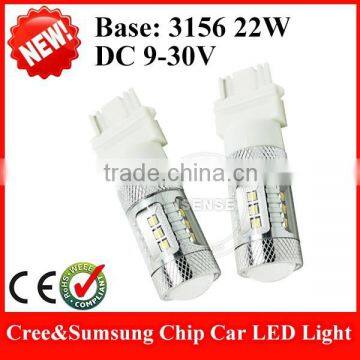 2015 9-30v crees& sumsung chips drl Most popular auto bulbs t25 3156 led 22w with lens