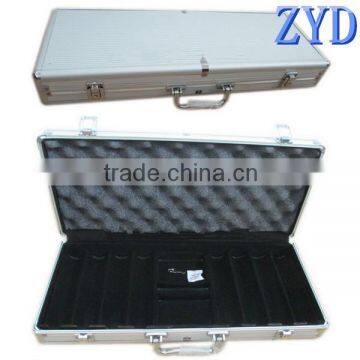 Best quality 500pcs poker chip game case with handle,aluminum chip case,silver,ZYD