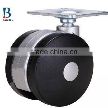 3" Black Rivet Nylon Furniture Caster With Plate and Brake