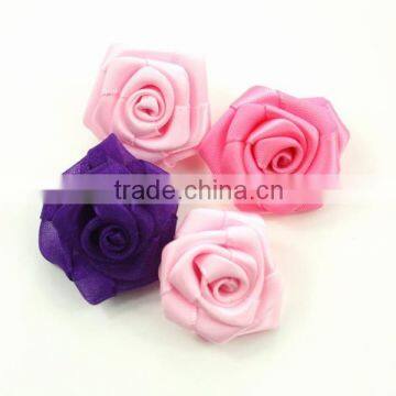 100% polyester ribon rose fabric flower