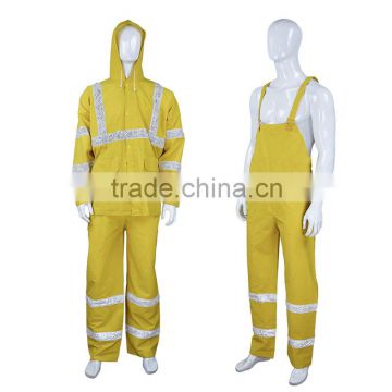 waterproof high visibility reflective PVC safety rainsuit