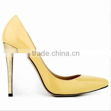 traditional design hot sale yellow high heels shoes for ladies