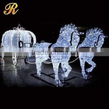 LED Christmas light snow white horse carriages