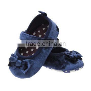 Manufacturers selling Mens Blue Suede bow soft bottom slip Baby Toddler shoes hy291