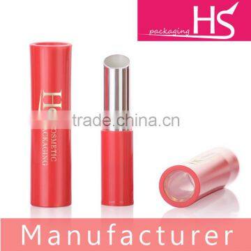Round plastic lipstick case with window