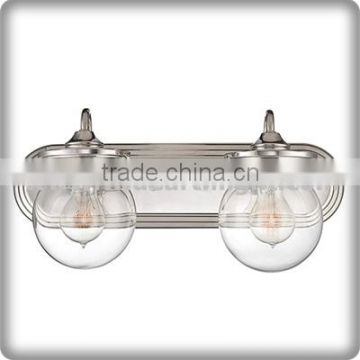 UL CUL Listed Brushed Nickel Hotel Project 2 Lamps Double Glass Wall Light Fixtures W80928