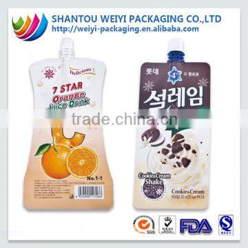 custom newly stand up spout pouch bag for liquid / clear reusable food spout pouch/high quality drink spout pouch