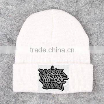 White Top Sale Custom Polyester Beanie Hat Beanie Hat Manufacturer