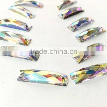 7*21 ab Color Rectangle Flat Back Faceted Sewing on Craft Trimming Garment Accessories Sew on 2 Holes