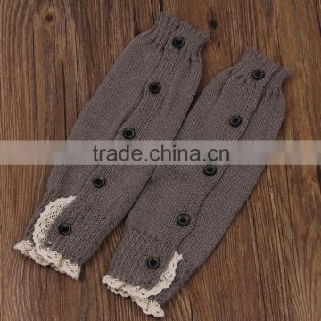 Beautiful Children Solid Color Knit Leg Warmers Infant Toddler Winter Lace Buttons Leg Warmer