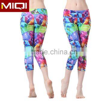 Four Way Stretch Sublimation Capri Yoga Pants Women Sports Pants