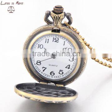 Antique Copper Quartz Butterfly Pocket Watch Necklace Pendant photo-2