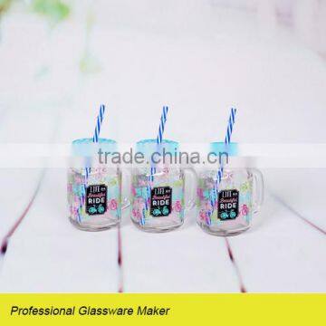 popular 3pcs glass mason jar with decal for drinkware