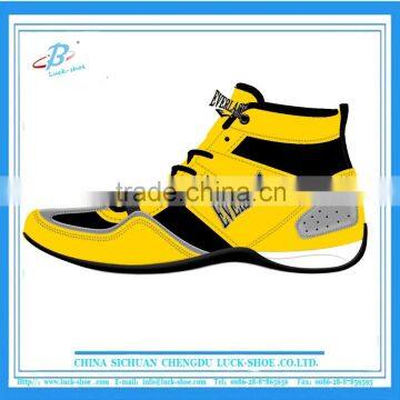 yellow fashion women boxing shoe , new style high quality wresting shoe, rubber outsole boxing shoe